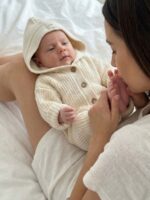 Mimibaby Вязаный комбинезон с капюшоном молочный — изображение 4
