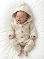 Mimibaby Вязаный комбинезон с капюшоном молочный — изображение 3