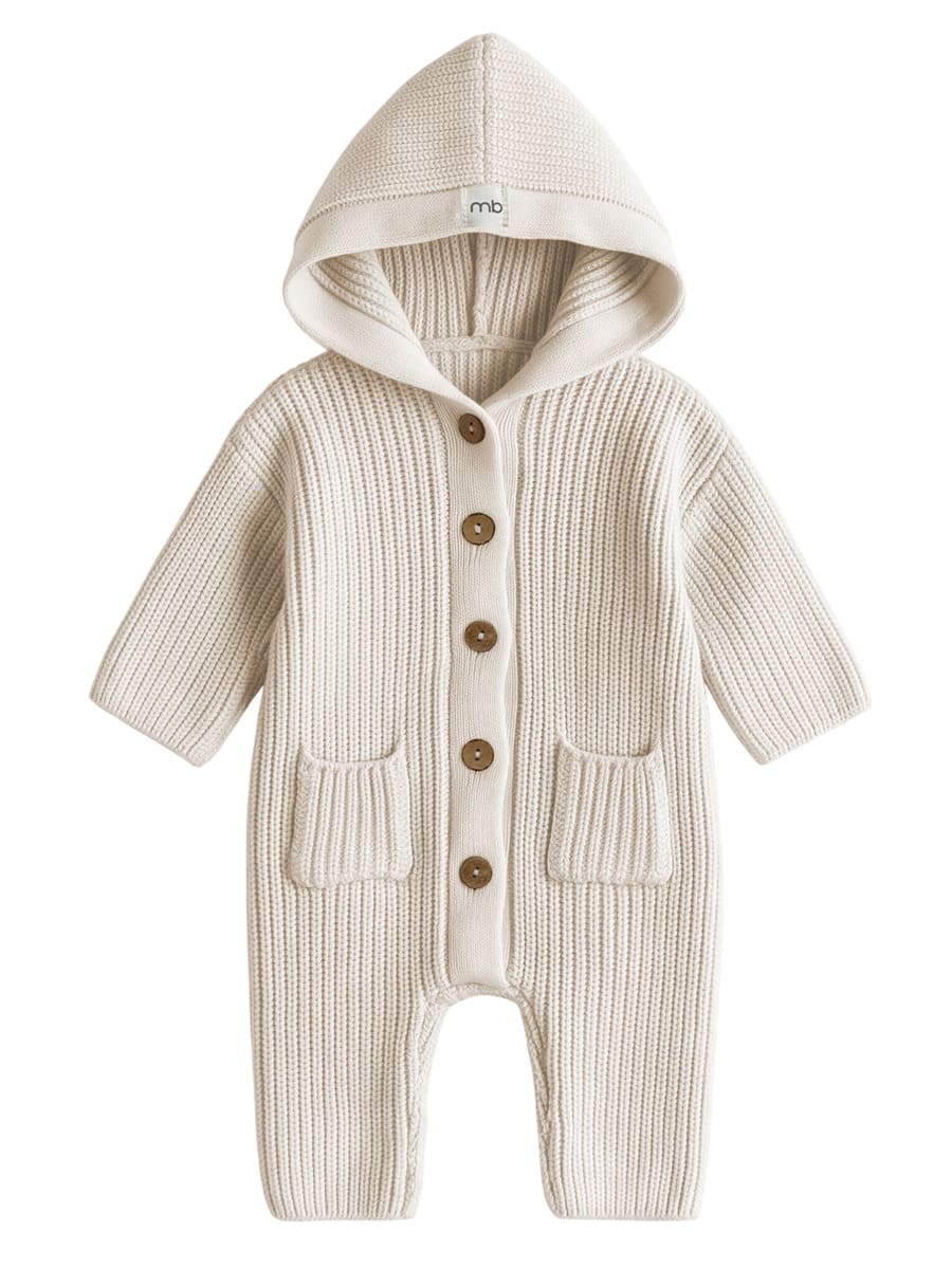 Mimibaby Вязаный комбинезон с капюшоном молочный Mimibaby Вязаный комбинезон с капюшоном молочный — изображение 1